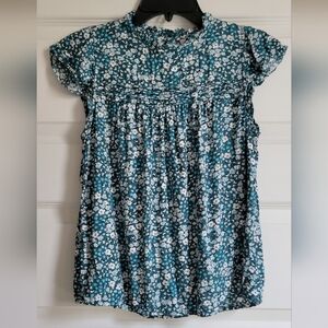 Loft Outlet Floral Blue and White Blouse
